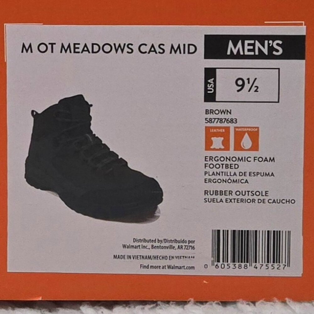 Men's Meadows Leather Mesh Waterproof Ergonomic Rubber Outsole Mid Hikers Boots